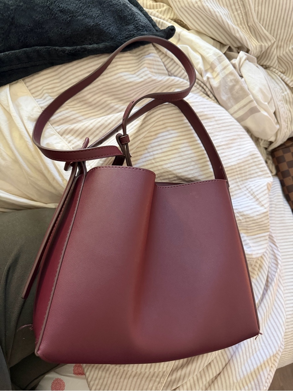 Mango Burgundy Crossbody Tote Bag